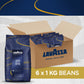 Lavazza coffee beans packaging with a cardboard box on a light gray background