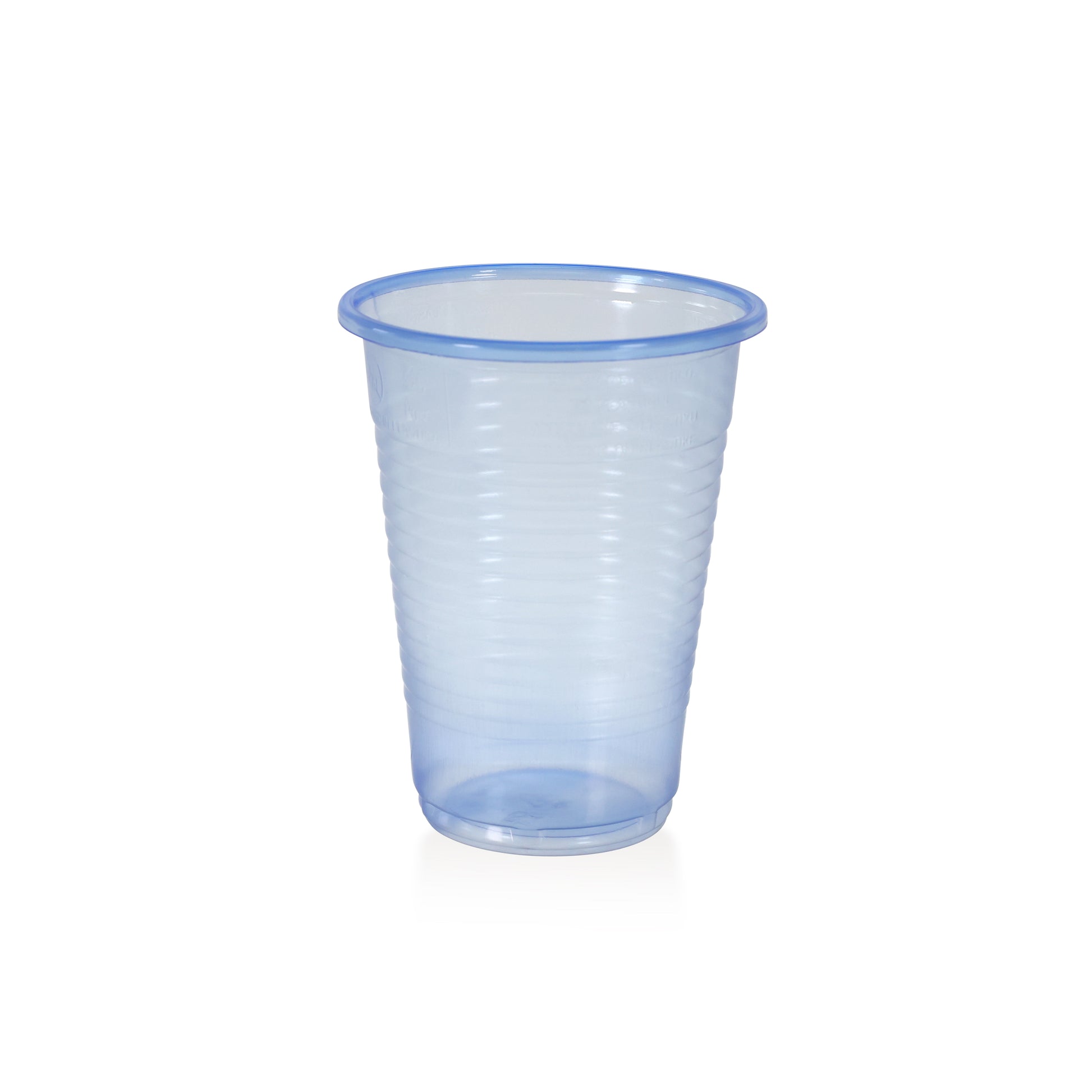 70z blue plastic water cup in a white background
