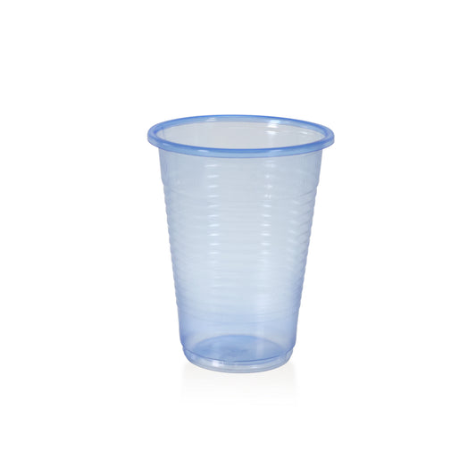 70z blue plastic water cup in a white background