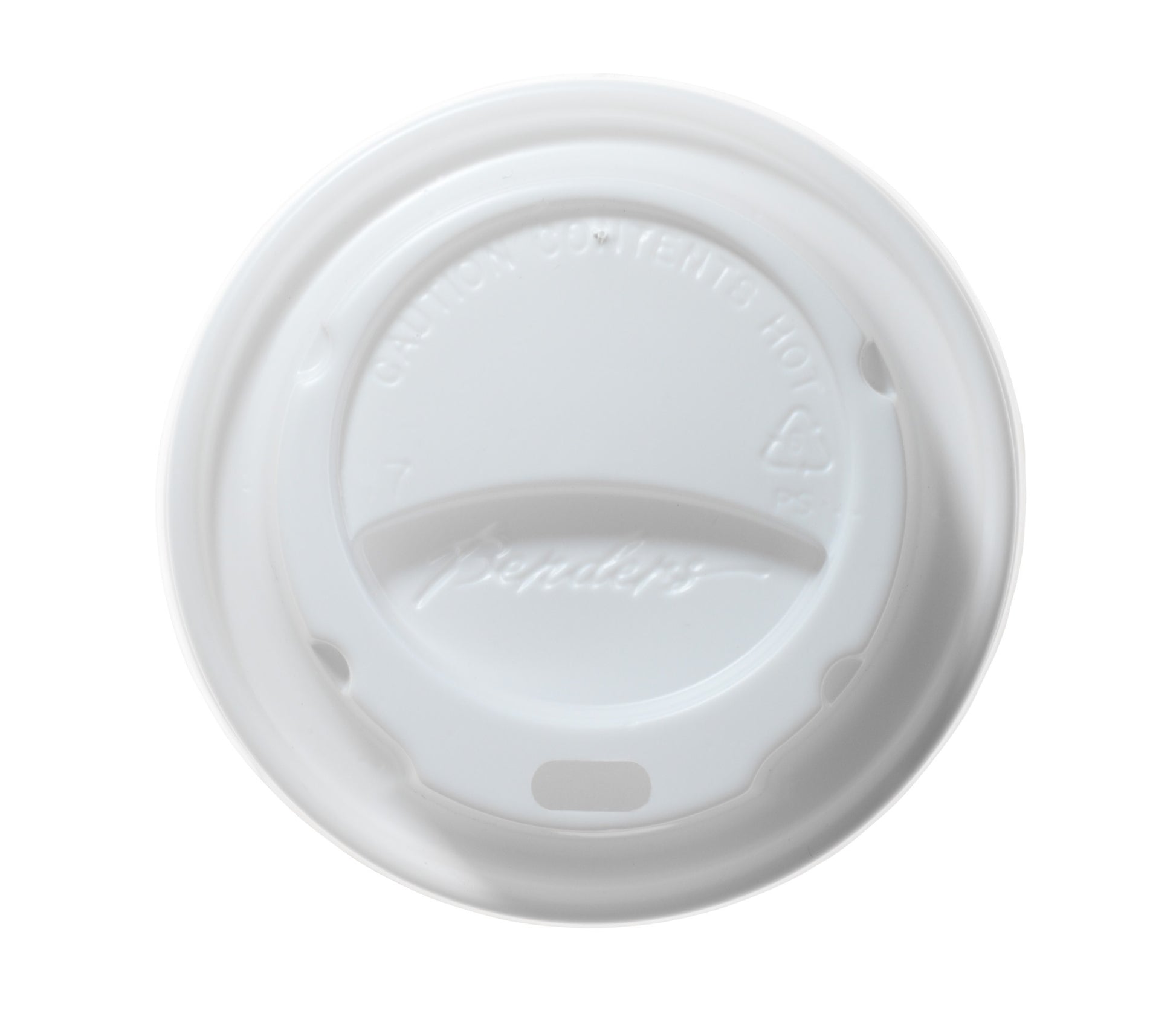 A 9oz domed shape white cup lid