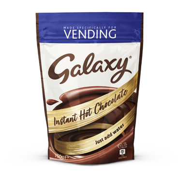 Galaxy Instant Hot Chocolate pack in a white background