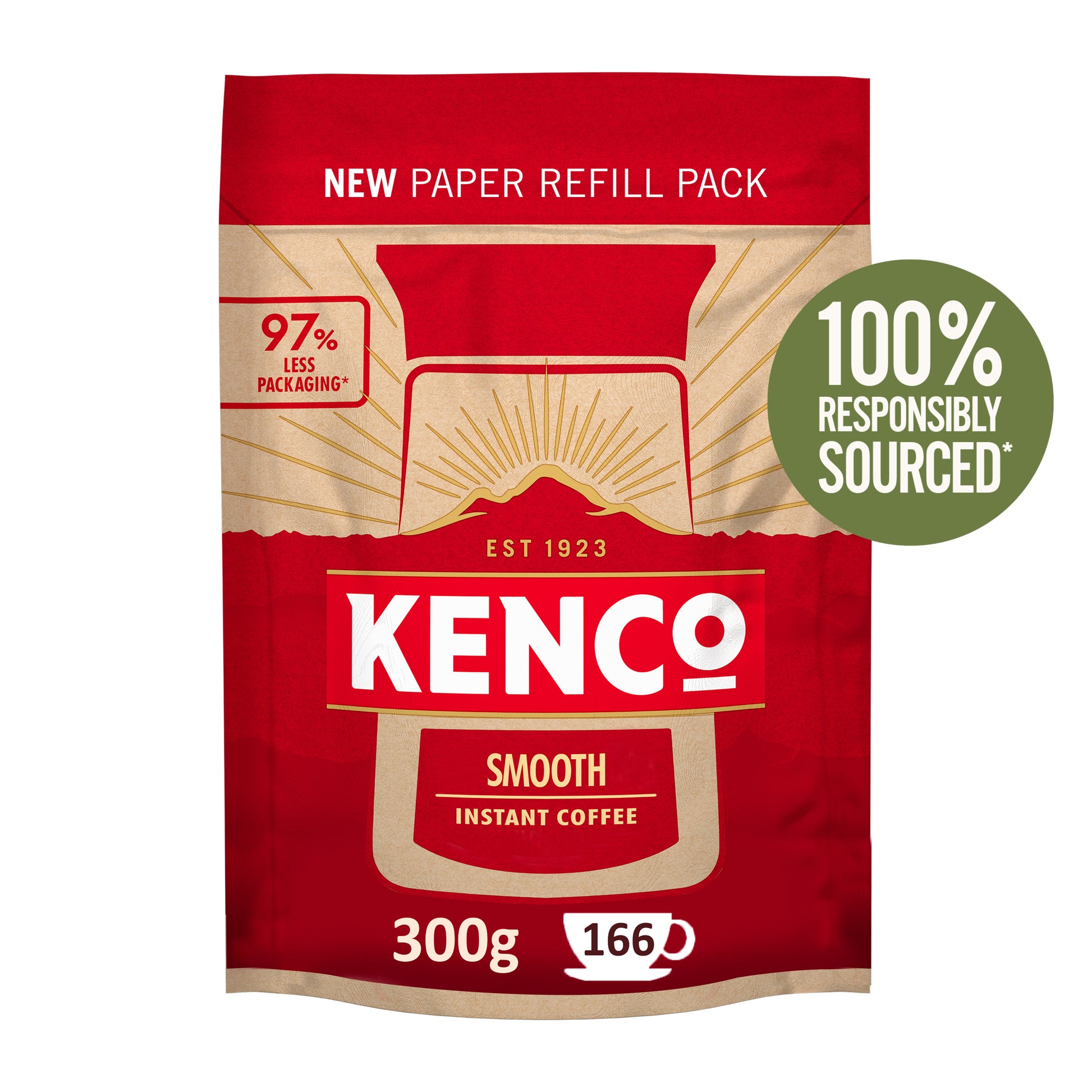 Kenco smooth instant coffee paper refill pack on a white background