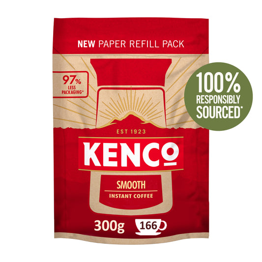 Kenco smooth instant coffee paper refill pack on a white background